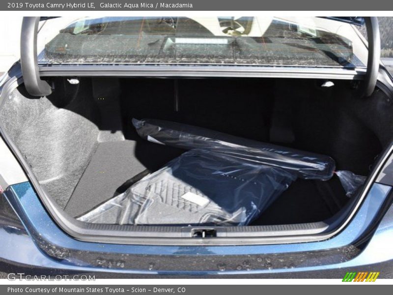 Galactic Aqua Mica / Macadamia 2019 Toyota Camry Hybrid LE