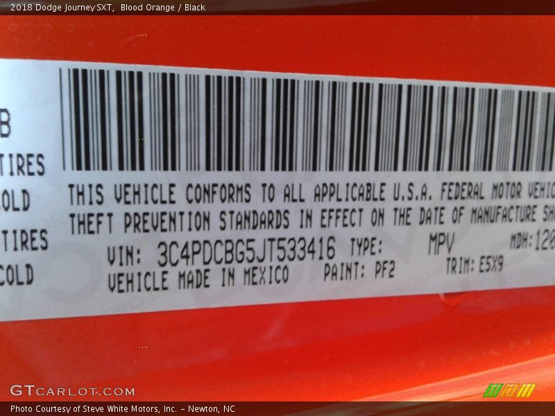 Blood Orange / Black 2018 Dodge Journey SXT