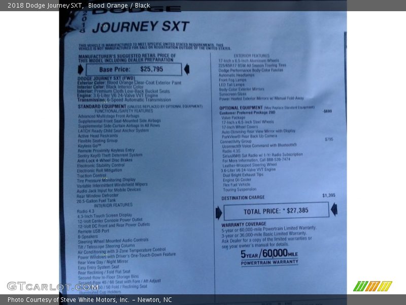 Blood Orange / Black 2018 Dodge Journey SXT