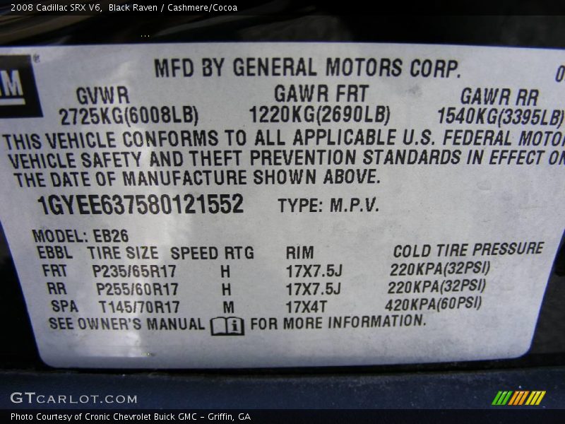 Black Raven / Cashmere/Cocoa 2008 Cadillac SRX V6