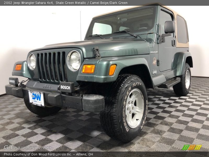 Shale Green Metallic / Camel Beige/Dark Green 2002 Jeep Wrangler Sahara 4x4