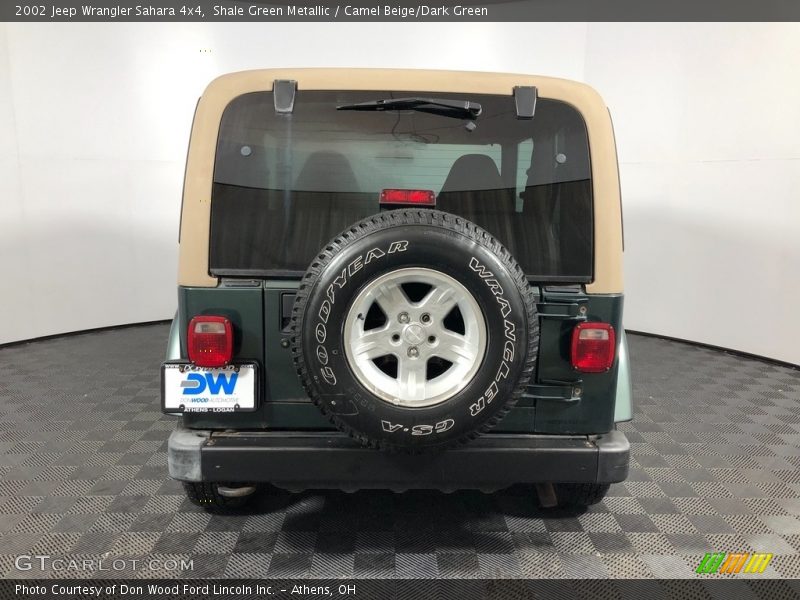 Shale Green Metallic / Camel Beige/Dark Green 2002 Jeep Wrangler Sahara 4x4
