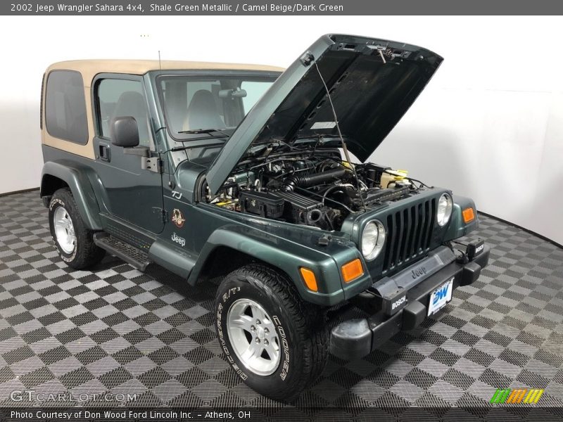Shale Green Metallic / Camel Beige/Dark Green 2002 Jeep Wrangler Sahara 4x4