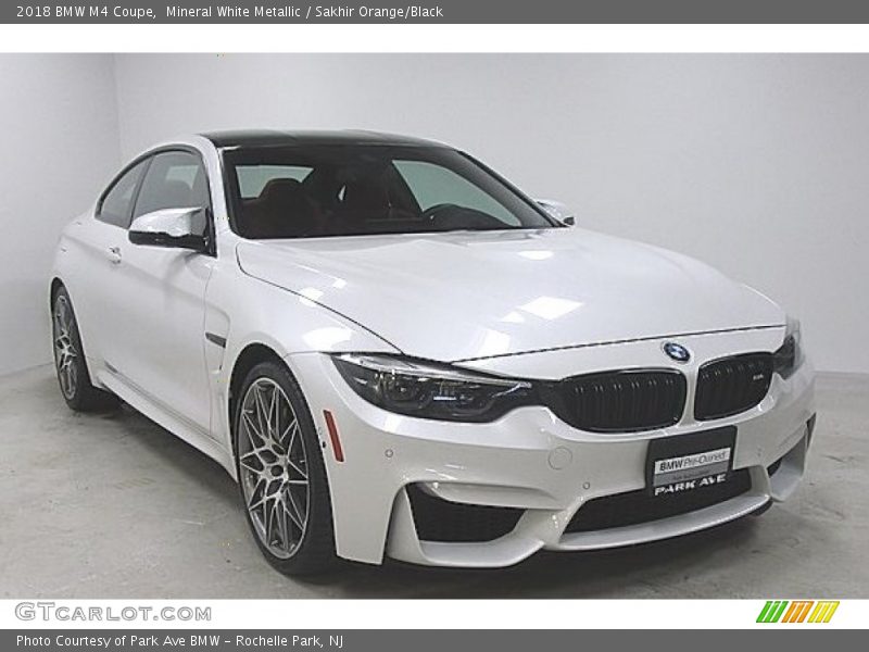 Mineral White Metallic / Sakhir Orange/Black 2018 BMW M4 Coupe