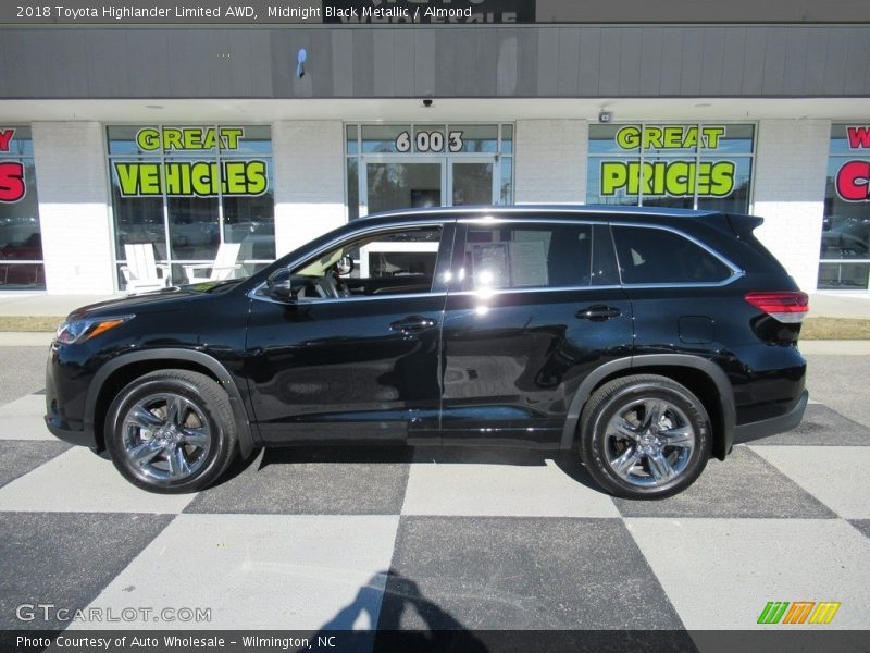 Midnight Black Metallic / Almond 2018 Toyota Highlander Limited AWD