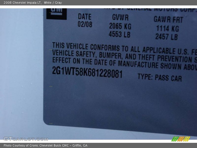 White / Gray 2008 Chevrolet Impala LT