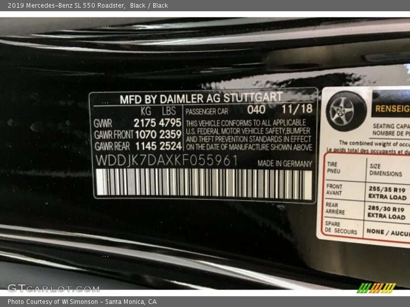 Black / Black 2019 Mercedes-Benz SL 550 Roadster