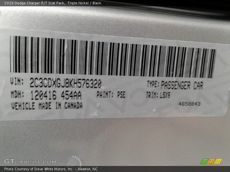 Triple Nickel / Black 2019 Dodge Charger R/T Scat Pack