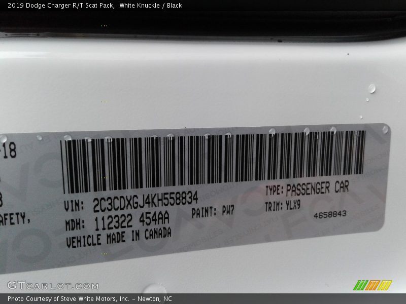 White Knuckle / Black 2019 Dodge Charger R/T Scat Pack