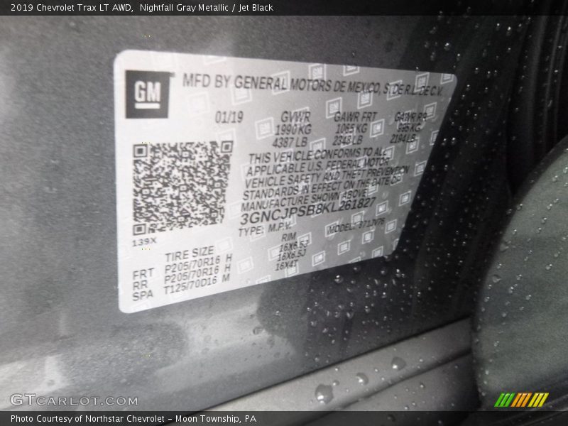 Nightfall Gray Metallic / Jet Black 2019 Chevrolet Trax LT AWD