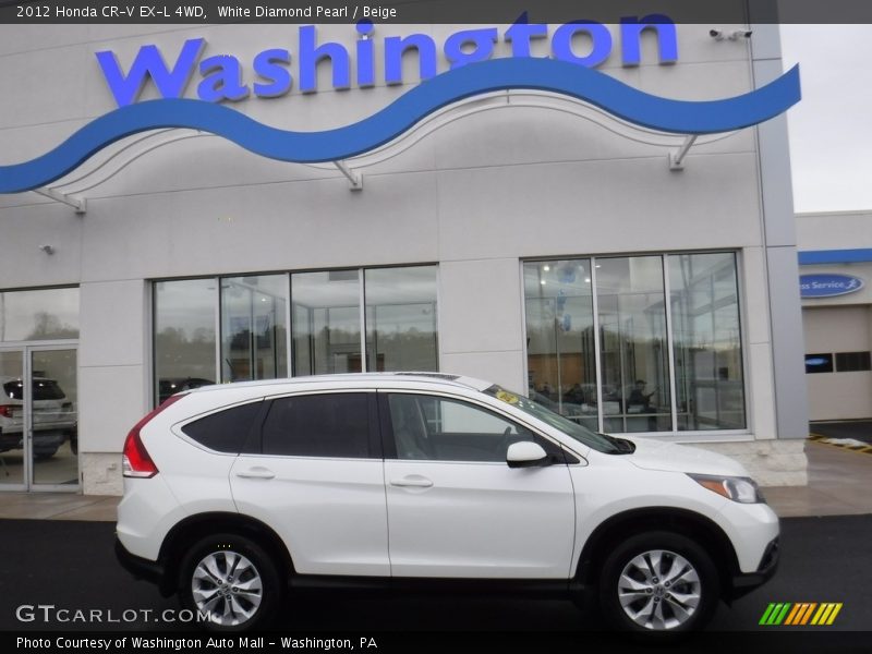 White Diamond Pearl / Beige 2012 Honda CR-V EX-L 4WD