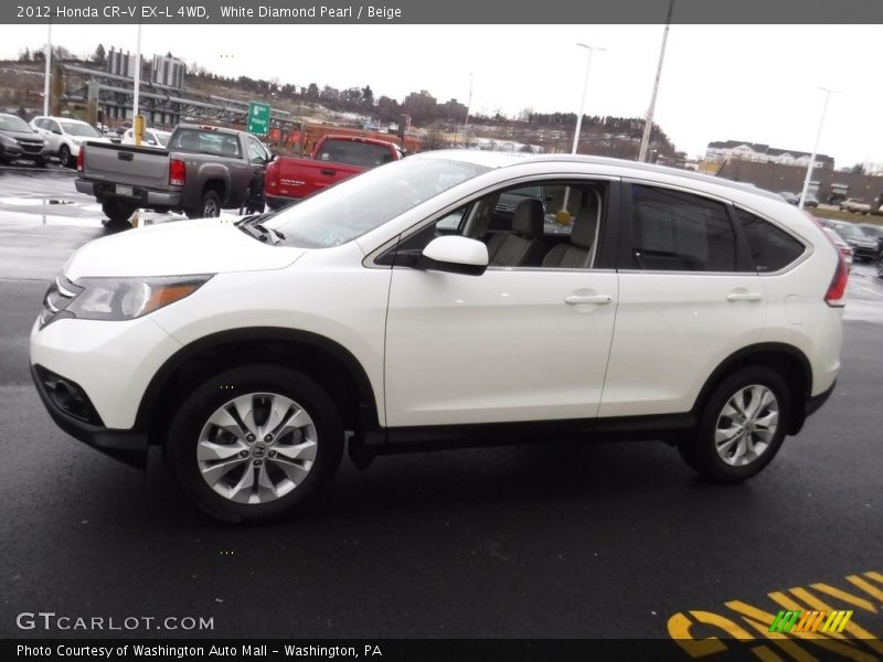 White Diamond Pearl / Beige 2012 Honda CR-V EX-L 4WD