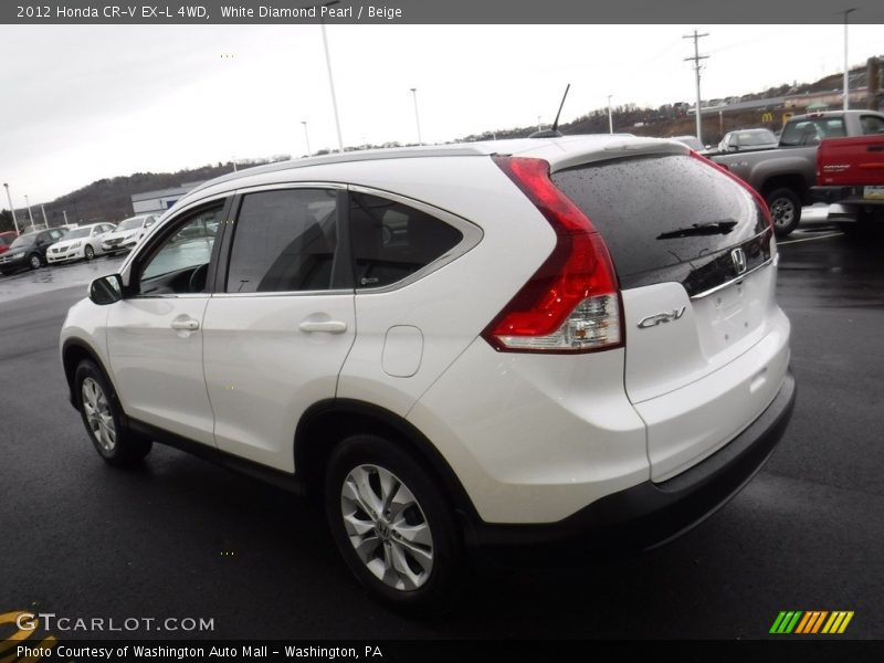 White Diamond Pearl / Beige 2012 Honda CR-V EX-L 4WD