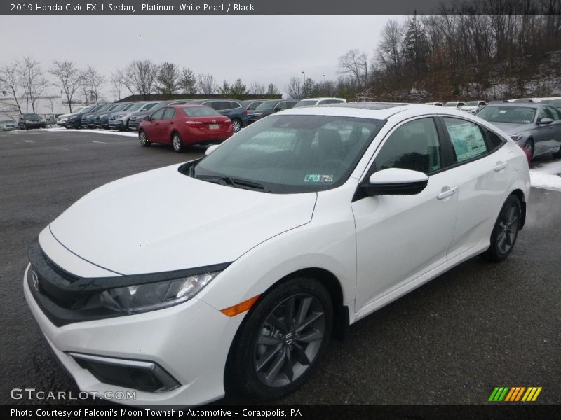 Platinum White Pearl / Black 2019 Honda Civic EX-L Sedan