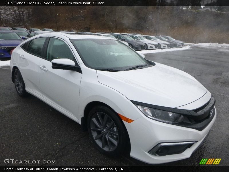 Platinum White Pearl / Black 2019 Honda Civic EX-L Sedan