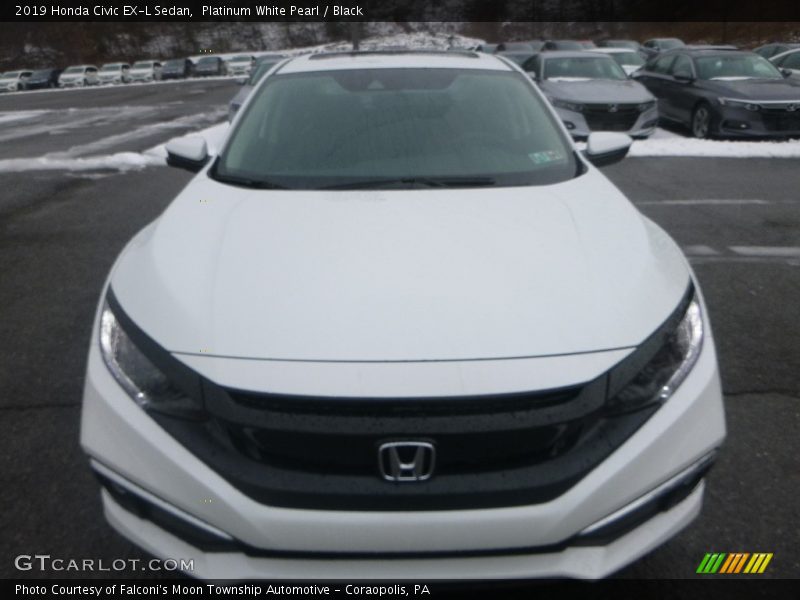 Platinum White Pearl / Black 2019 Honda Civic EX-L Sedan
