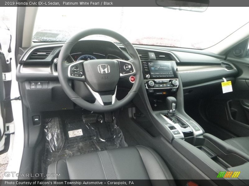 Platinum White Pearl / Black 2019 Honda Civic EX-L Sedan