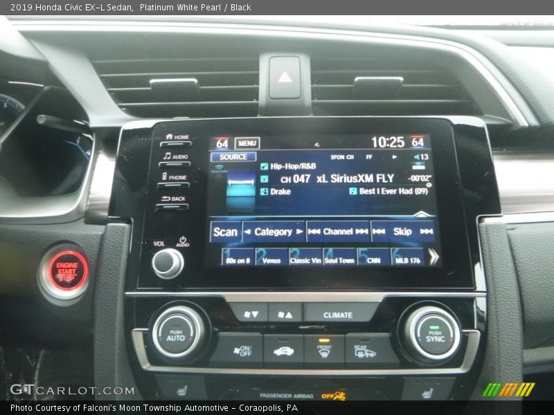 Platinum White Pearl / Black 2019 Honda Civic EX-L Sedan