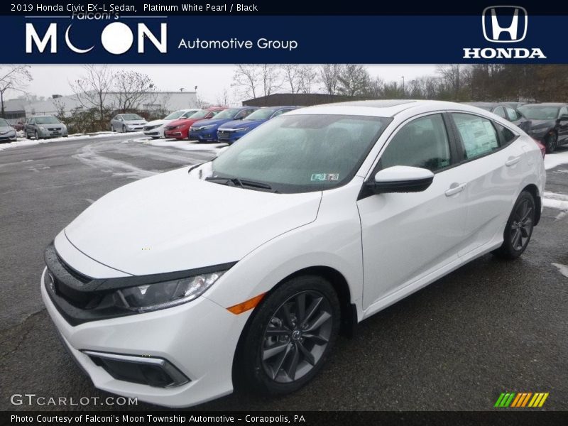 Platinum White Pearl / Black 2019 Honda Civic EX-L Sedan