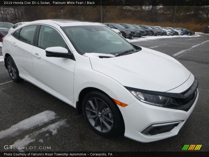 Platinum White Pearl / Black 2019 Honda Civic EX-L Sedan