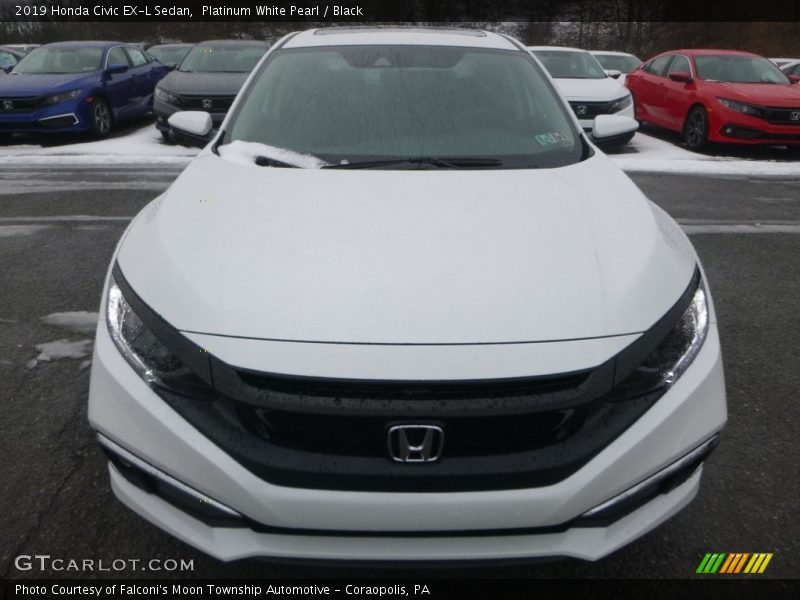 Platinum White Pearl / Black 2019 Honda Civic EX-L Sedan