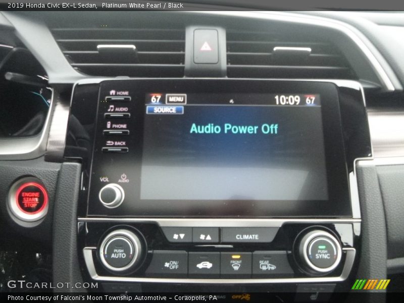 Platinum White Pearl / Black 2019 Honda Civic EX-L Sedan