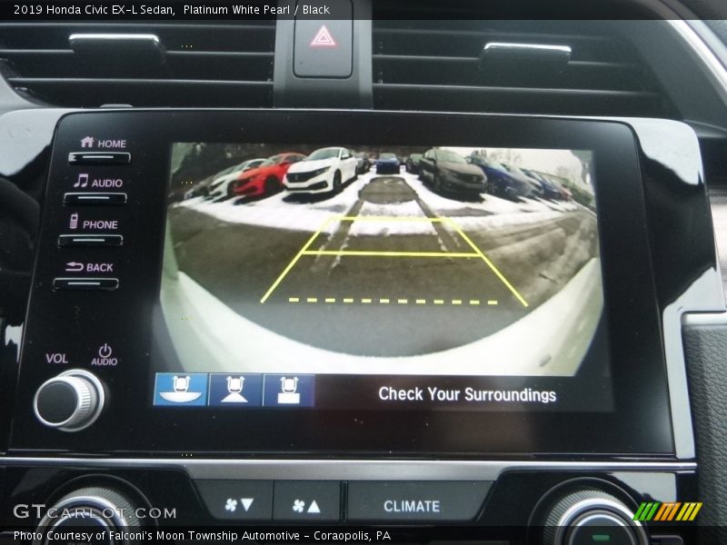 Platinum White Pearl / Black 2019 Honda Civic EX-L Sedan