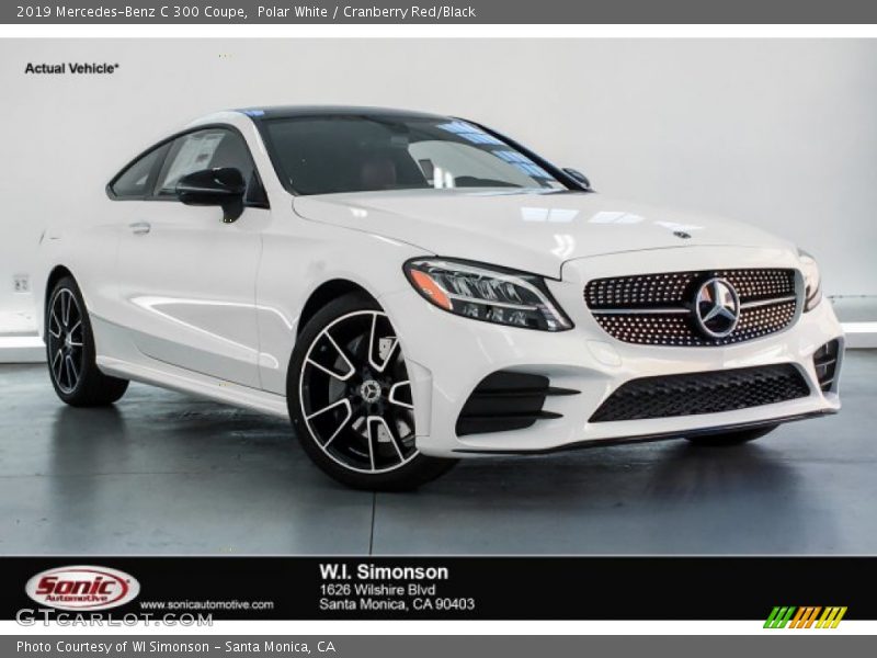 Polar White / Cranberry Red/Black 2019 Mercedes-Benz C 300 Coupe