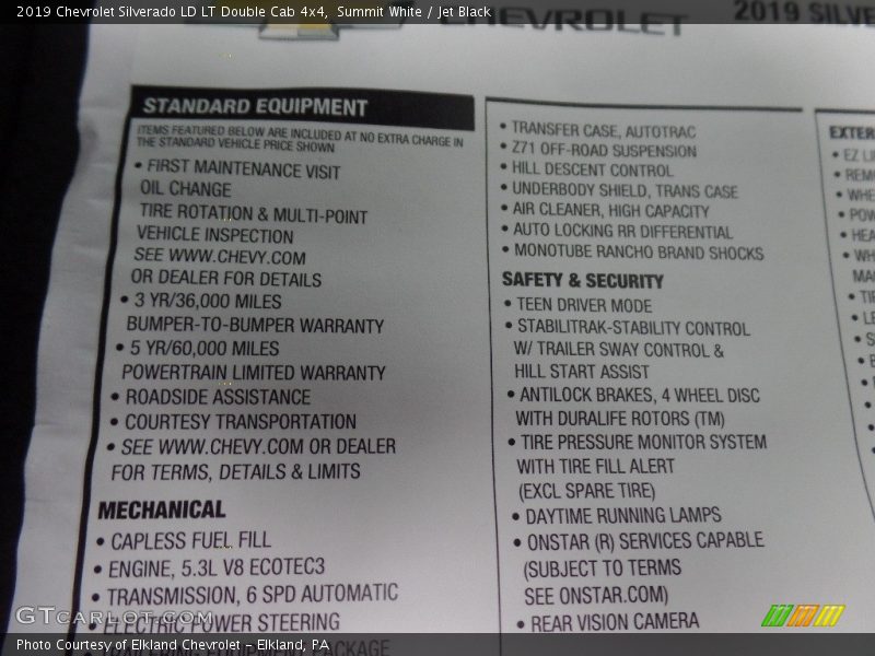 Summit White / Jet Black 2019 Chevrolet Silverado LD LT Double Cab 4x4