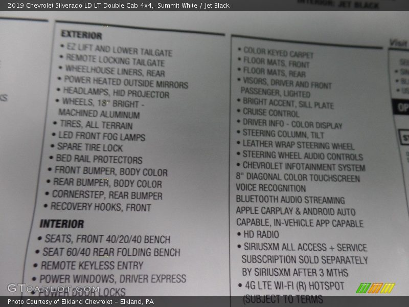 Summit White / Jet Black 2019 Chevrolet Silverado LD LT Double Cab 4x4