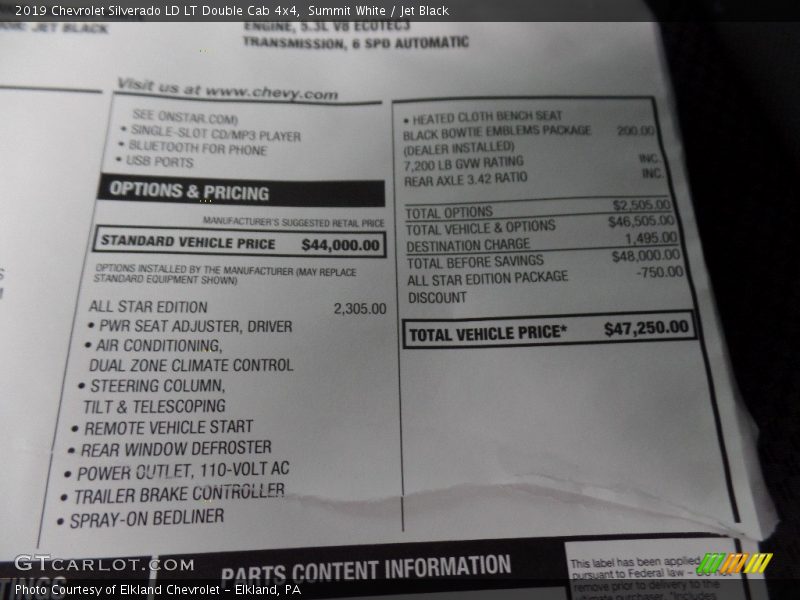 Summit White / Jet Black 2019 Chevrolet Silverado LD LT Double Cab 4x4