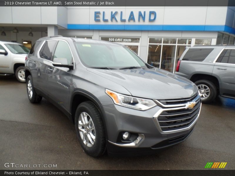 Satin Steel Metallic / Jet Black 2019 Chevrolet Traverse LT AWD