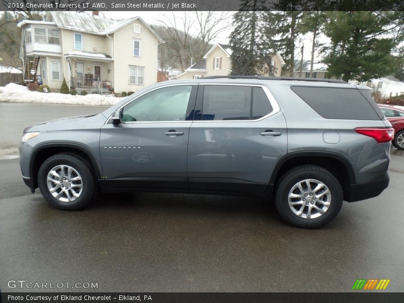 Satin Steel Metallic / Jet Black 2019 Chevrolet Traverse LT AWD