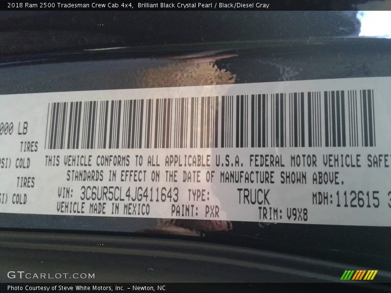 Brilliant Black Crystal Pearl / Black/Diesel Gray 2018 Ram 2500 Tradesman Crew Cab 4x4