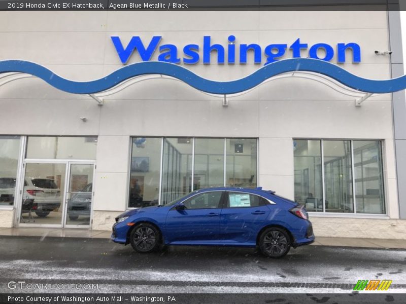 Agean Blue Metallic / Black 2019 Honda Civic EX Hatchback