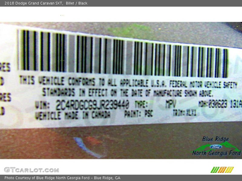 Billet / Black 2018 Dodge Grand Caravan SXT