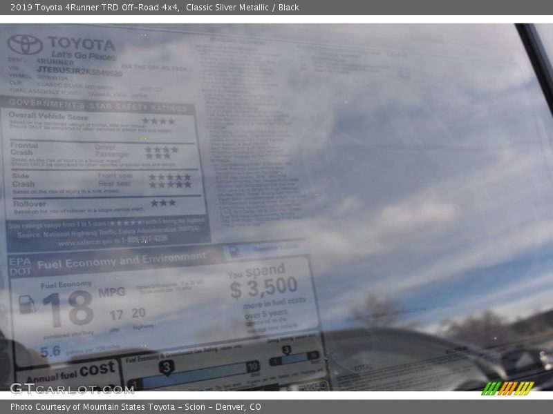 Classic Silver Metallic / Black 2019 Toyota 4Runner TRD Off-Road 4x4