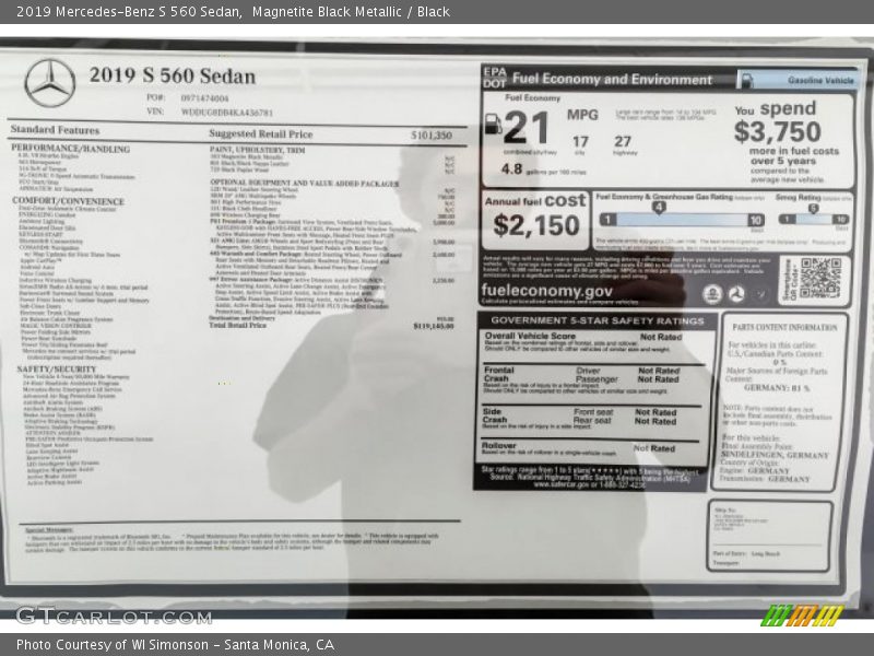 Magnetite Black Metallic / Black 2019 Mercedes-Benz S 560 Sedan