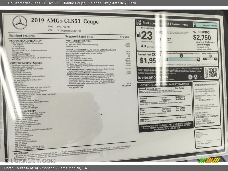 Selenite Grey Metallic / Black 2019 Mercedes-Benz CLS AMG 53 4Matic Coupe