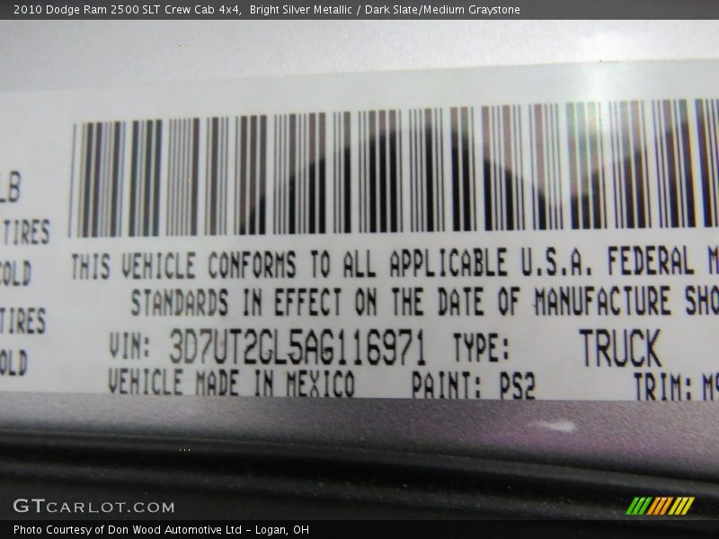 Bright Silver Metallic / Dark Slate/Medium Graystone 2010 Dodge Ram 2500 SLT Crew Cab 4x4