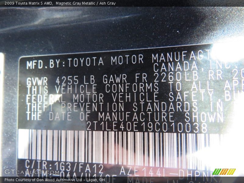 Magnetic Gray Metallic / Ash Gray 2009 Toyota Matrix S AWD