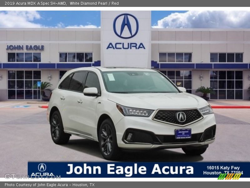 White Diamond Pearl / Red 2019 Acura MDX A Spec SH-AWD