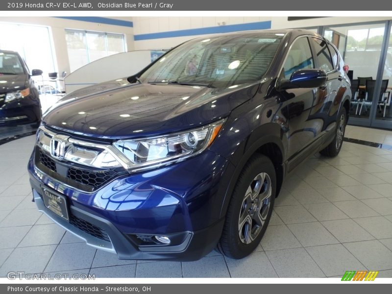Obsidian Blue Pearl / Gray 2019 Honda CR-V EX-L AWD