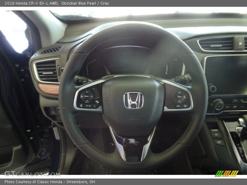 Obsidian Blue Pearl / Gray 2019 Honda CR-V EX-L AWD