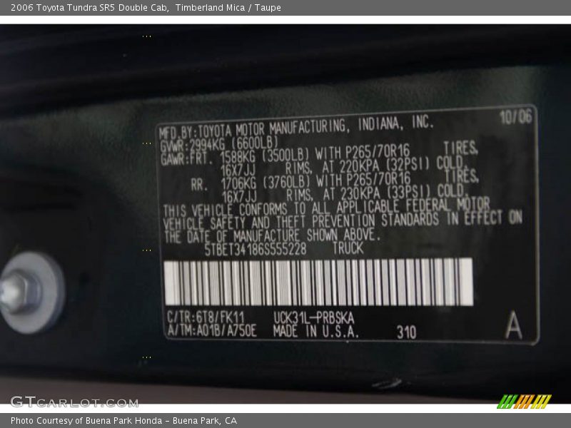 Timberland Mica / Taupe 2006 Toyota Tundra SR5 Double Cab
