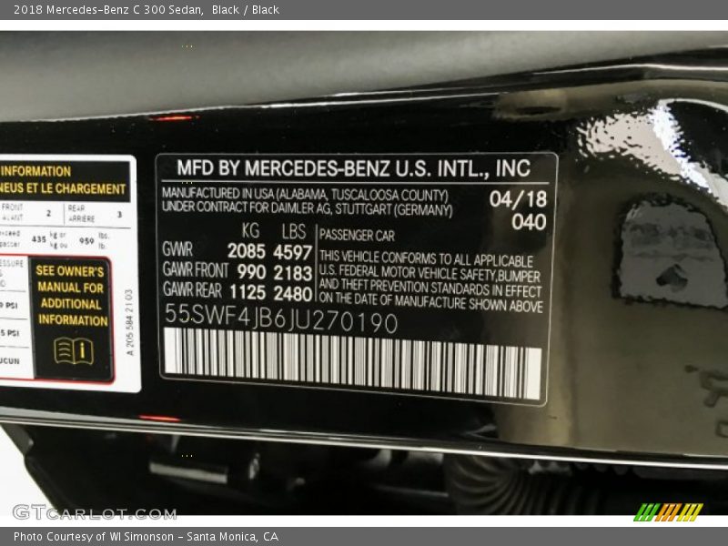 Black / Black 2018 Mercedes-Benz C 300 Sedan