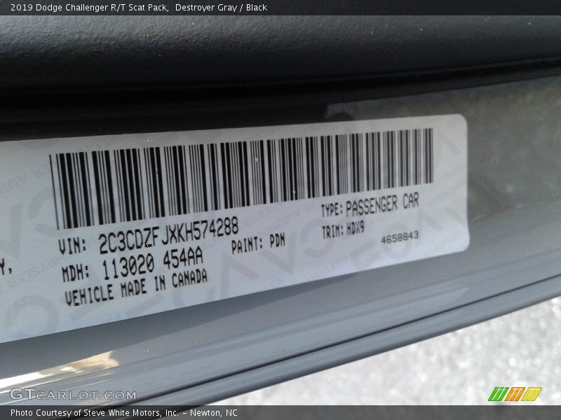 Destroyer Gray / Black 2019 Dodge Challenger R/T Scat Pack