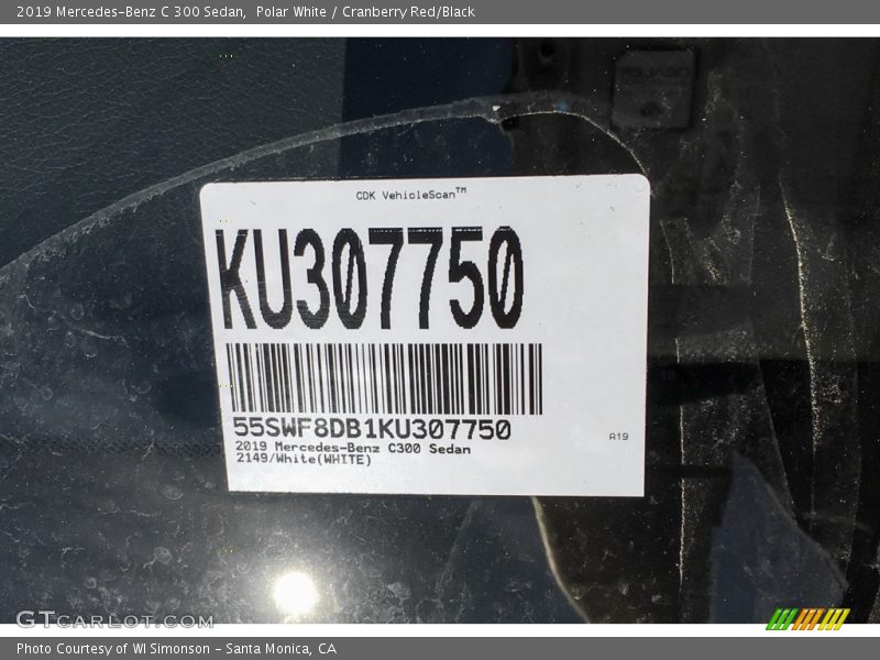 Polar White / Cranberry Red/Black 2019 Mercedes-Benz C 300 Sedan