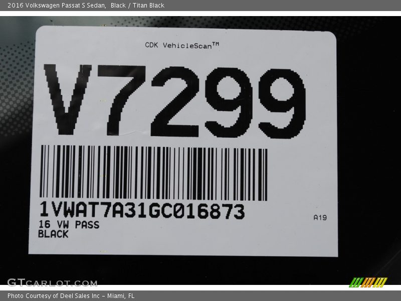 Black / Titan Black 2016 Volkswagen Passat S Sedan