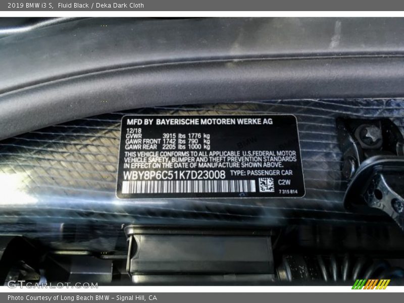 2019 i3 S Fluid Black Color Code C2W